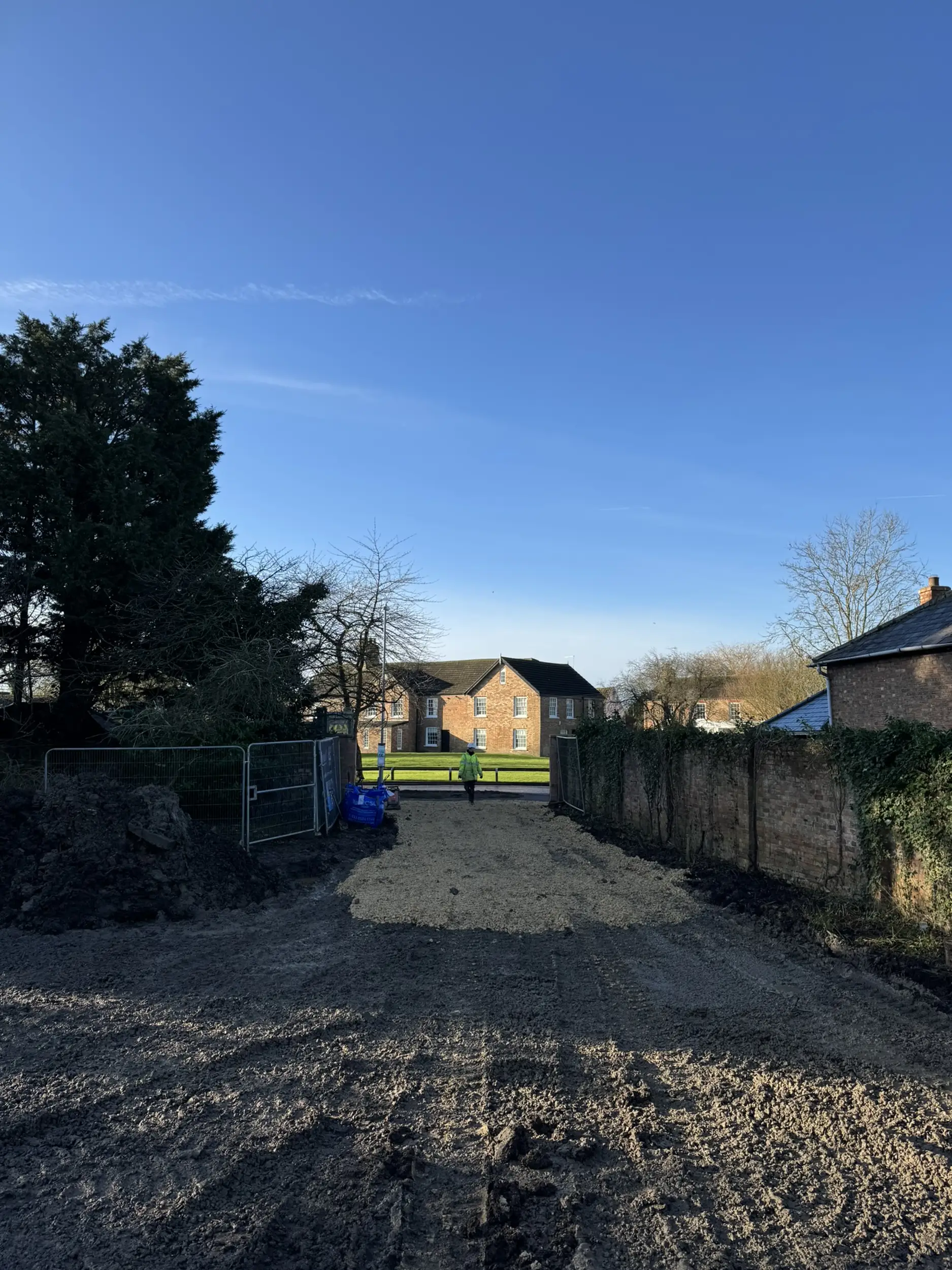 Driveway preparation outside a new build